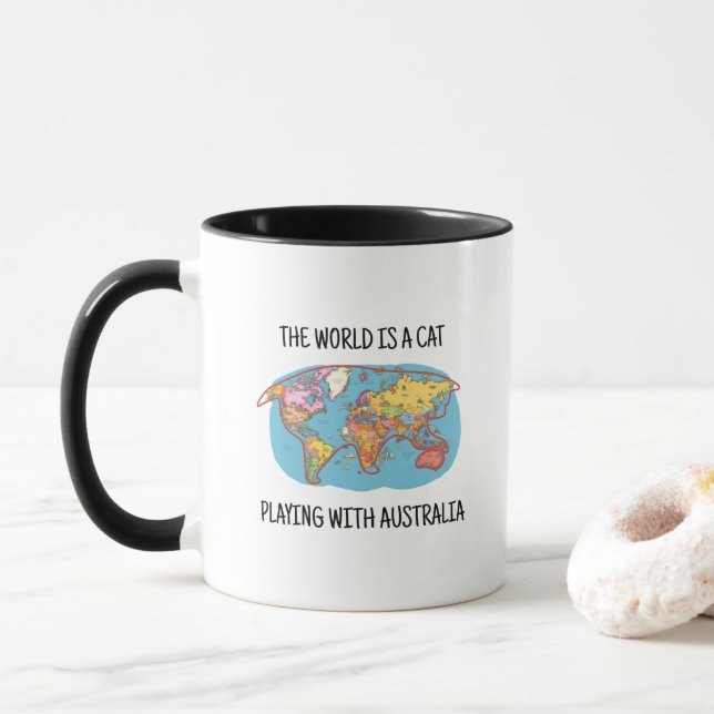 VÄRLDEN ÄR EN KATTSPELING MED AUSTRALIEN MUGG (Med munk)