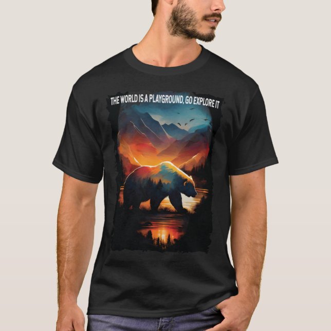 Världen är en lekplats.. utforska den där kam. t shirt (Framsida)