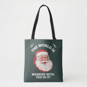 Världen är gladare med dig i den Santa Xmas Tygkasse