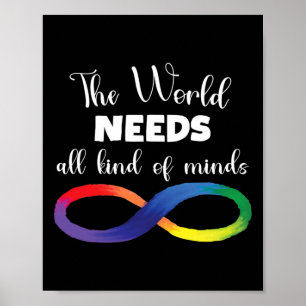 Världen behöver all slags tänkande Autism Neurodiv Poster