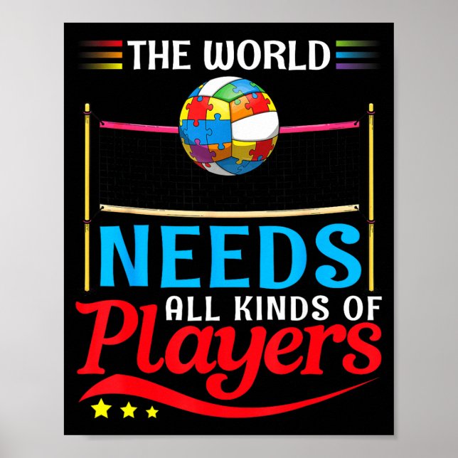 Världen Behöver Alla Sorters Volleybollspelare Au Poster (Framsidan)