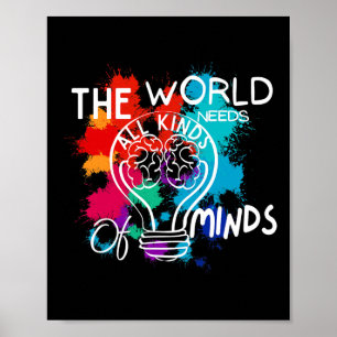 Världen behöver allehanda "minds Autism Awarenes" Poster