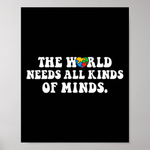 Världen behöver allehanda "minds Autism Awarenes" Poster
