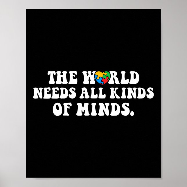 Världen behöver allehanda "minds Autism Awarenes" Poster (Framsidan)