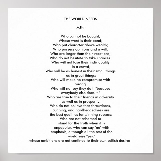 VÄRLDEN BEHÖVER MANAR POSTER (Framsidan)