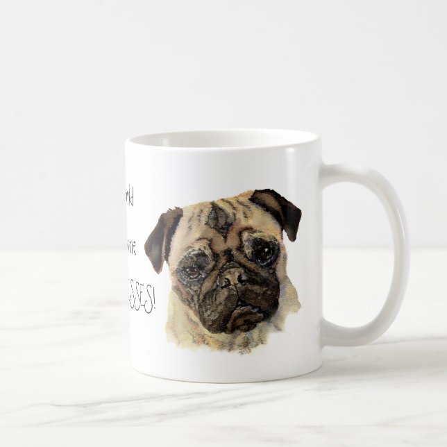 Världen behöver mer PUGS & KISSES! Cute Hund Kaffemugg (Höger)