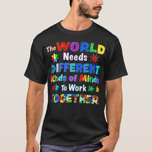 Världen behöver olika sinnen t shirt (Framsida)