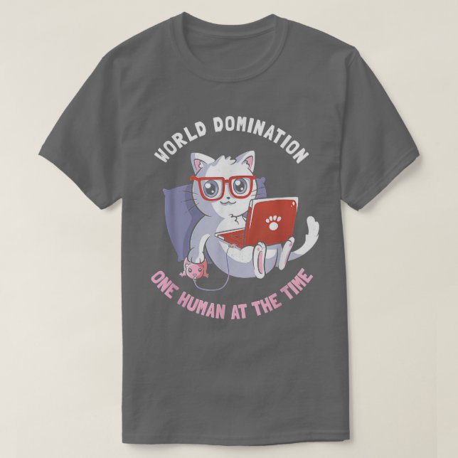 Världen dominerar en människa vid den tidsinställd t shirt (Design framsida)