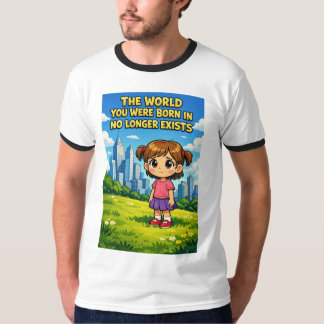 Världen du föddes i existerar inte längre tecknad t shirt
