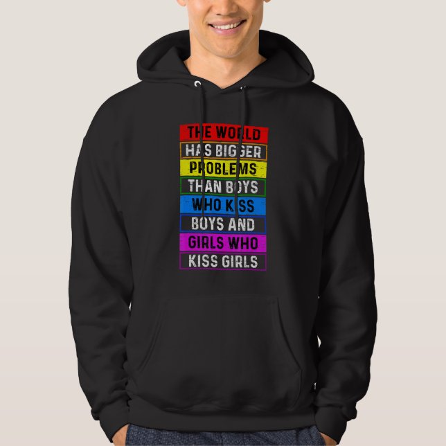 Världen har större problem än gay Lesbisk Sup Hoodie (Framsida)