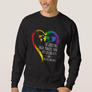 Världen Har Större Problem Lgbtq Allierad Gay Lesb Lång Ärmad Tröja