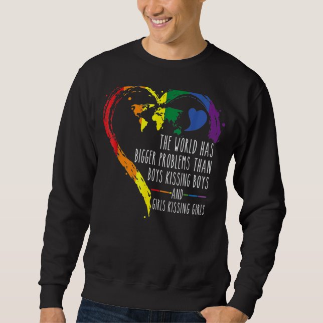 Världen har större problem, Lgbtq Ally Gay Lesbi Lång Ärmad Tröja (Framsida)