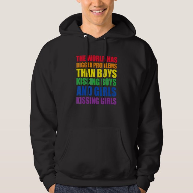 Världen har större problem med LGBT Q Pride Gay Pr Hoodie (Framsida)