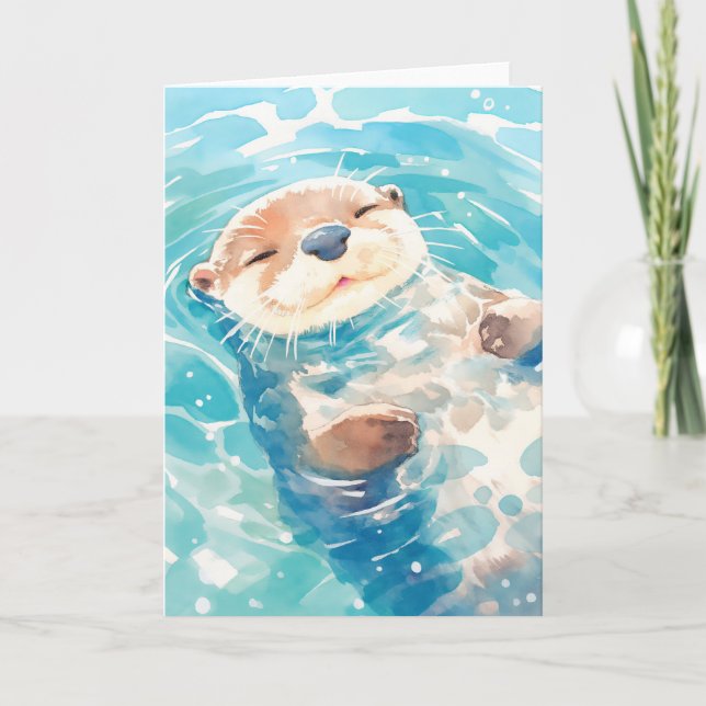 Världen i Cute Otter Watery Kort (Framsida)