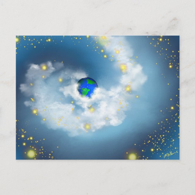 Världen i hans händer vykort (Framsida)