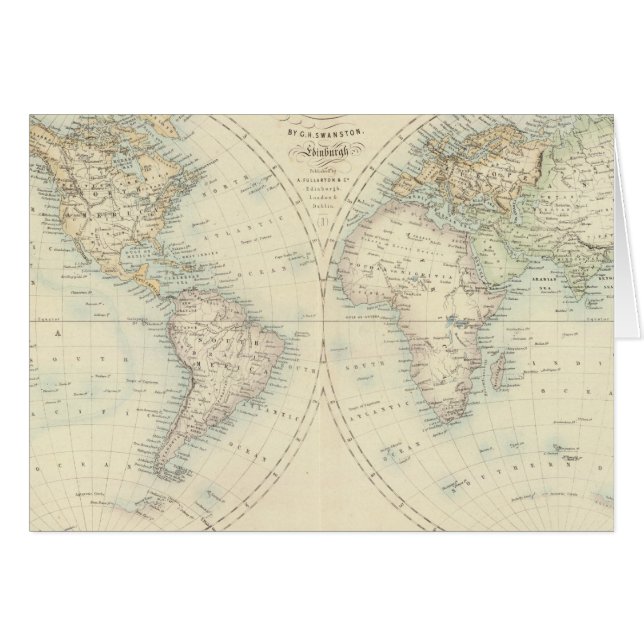 Världen i hemisfären hälsningskort (Framsidan Horizontal)