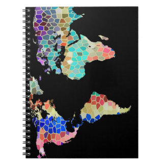 Världen i svart anteckningsbok med spiral