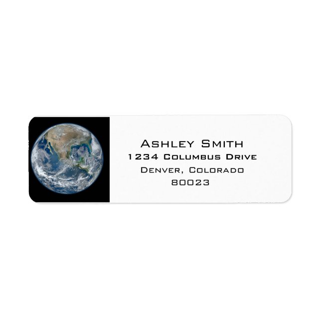 Världen jorden returadress etikett (Framsidan)