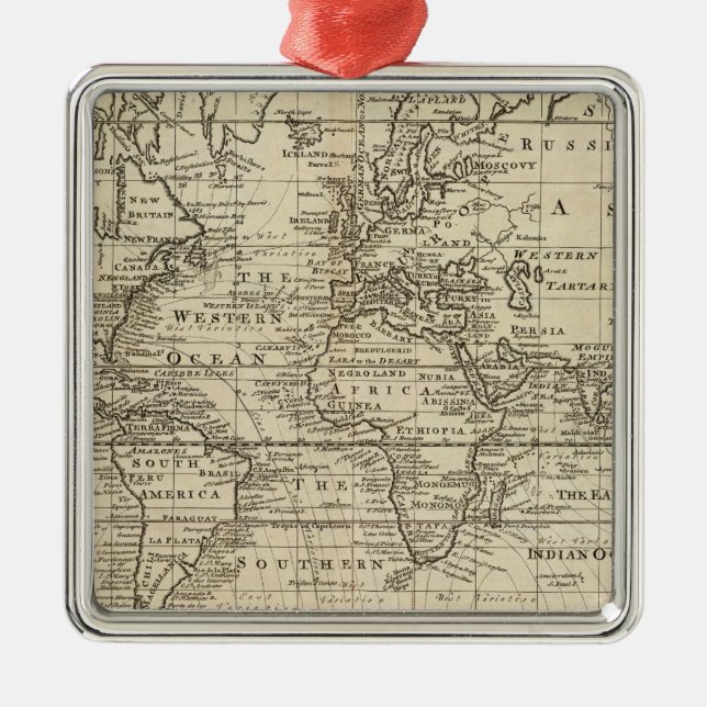 Världen kartlägger julgransprydnad metall (Framsidan)