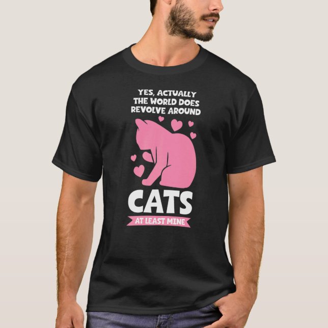 världen kretsar runt katter Katt T Shirt (Framsida)