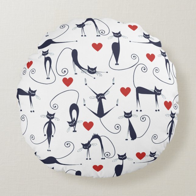Världen kring Cat kärlek Rund Kudde (Framsidan)