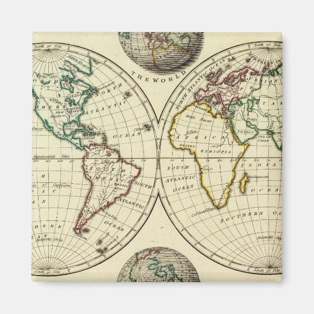 Världen med kontinentala gränser magnet (Framsidan)