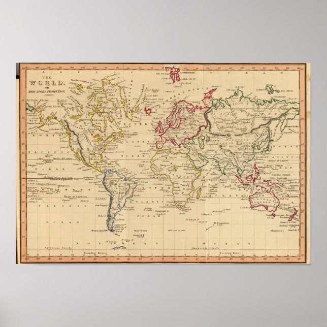 Världen, Mercators projektion Poster (Framsidan)