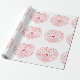 Världen över Kärlek Heart Wrapping Papper Presentpapper