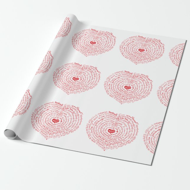 Världen över Kärlek Heart Wrapping Papper Presentpapper (Utrullad)