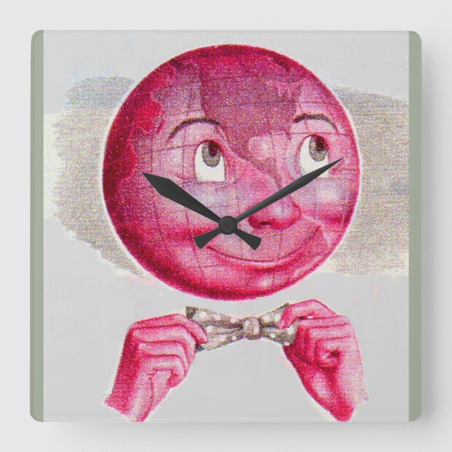 Världen på hans varar besvärad fyrkantig klocka (Framsida)