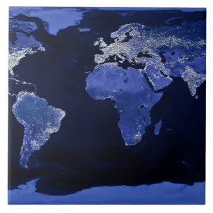 Världen på natten - karta, utrymme kakelplatta