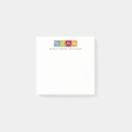 Världen reser innehav post-it block