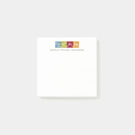 Världen reser innehav post-it block