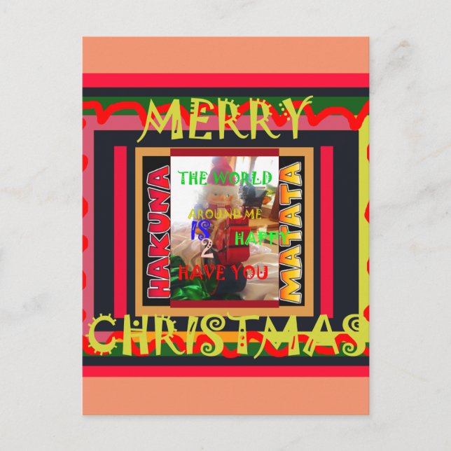 Världen runt mig är lycklig för att få dig färg mi vykort (Framsida)