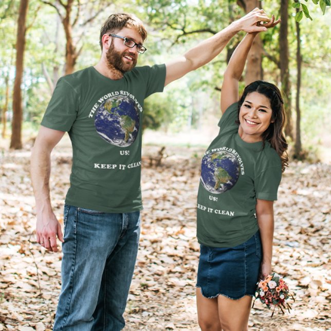 Världen runt USA:s världsdag Unisex T Shirt (World Revolves Around Us Earth Day Unisex T-Shirt)