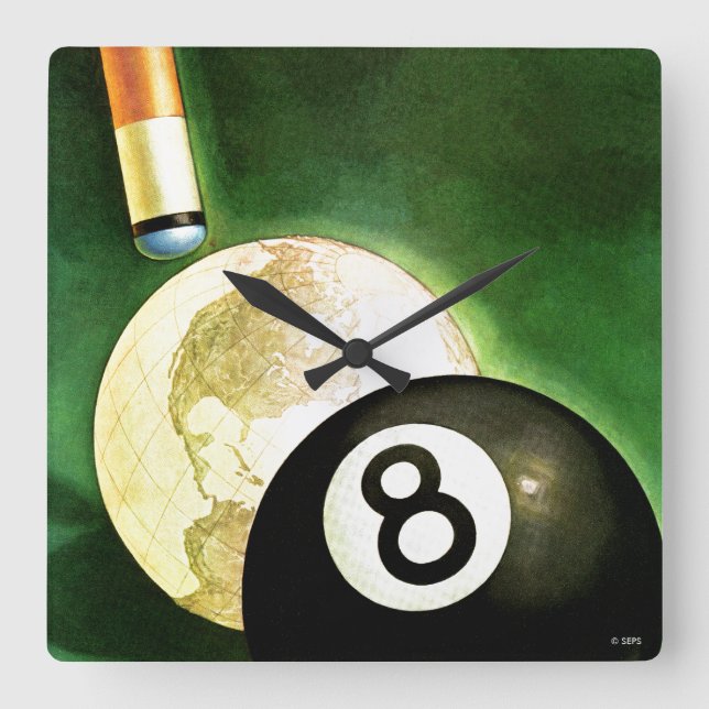 Världen som Cue Boll Fyrkantig Klocka (Framsida)