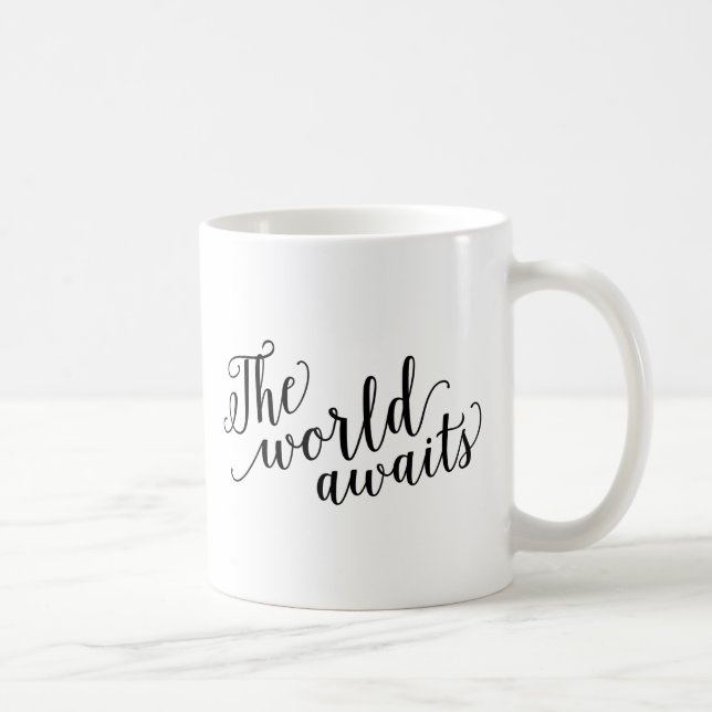 Världen väntar på den | muggen kaffemugg (Höger)
