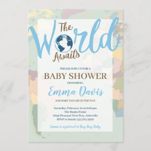 Världen väntar på pojkbabyinbjudan inbjudningar