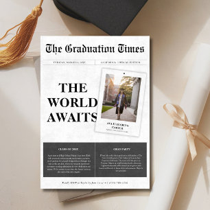 Världen väntar på tidningen Studenten Photo Inbjudningar
