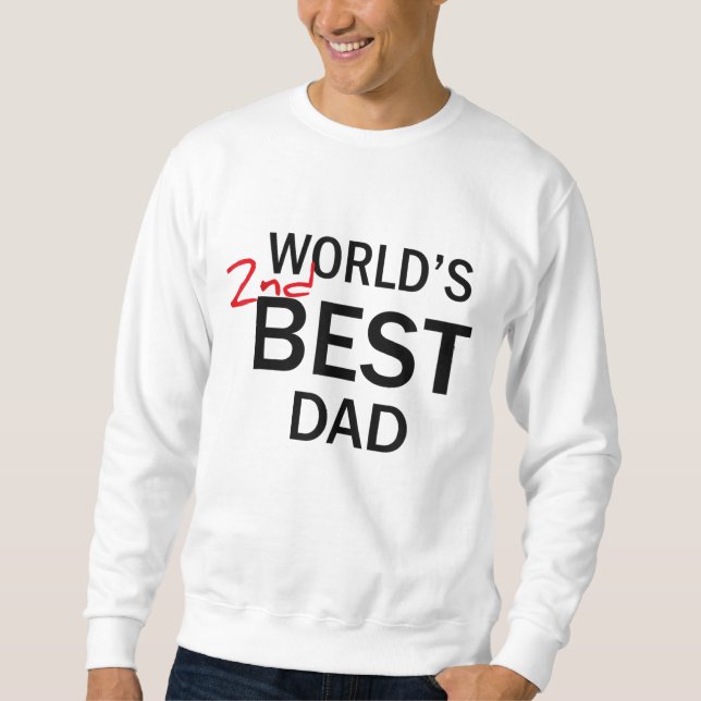 Världens andra bästa Pappa Fars dag-munkorgsgåva J Lång Ärmad Tröja (Framsida)