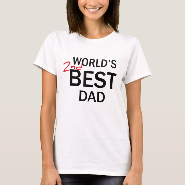 Världens andra bästa Pappa Fars dag-munkorgsgåva J T Shirt (Framsida)