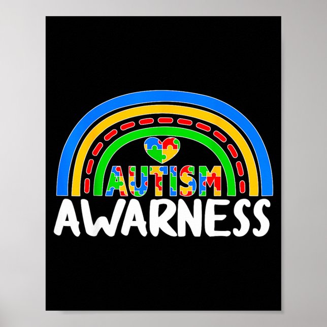 Världens autismmedvetande 2 april autism söt regnb poster (Framsidan)