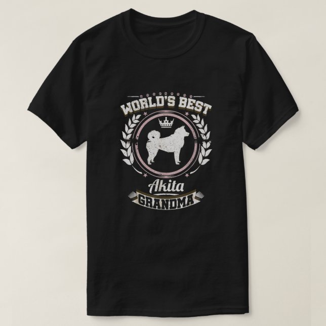 Världens bästa Akita Grandma Granddog T Shirt (Design framsida)