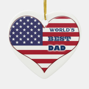 Världens bästa amerikanska Flagga i Pappa Julgransprydnad Keramik