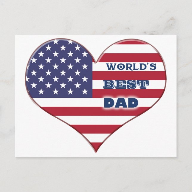 Världens bästa amerikanska Flagga i Pappa Vykort (Framsida)