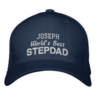 Världens bästa anpassade STEPDAD-namn BLUE 02 Broderad Keps