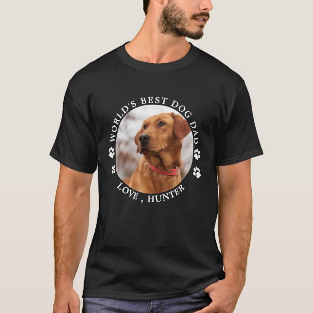 Världens bästa Anpassningsbar av Pet-foto i Pappa  T Shirt (Framsida)