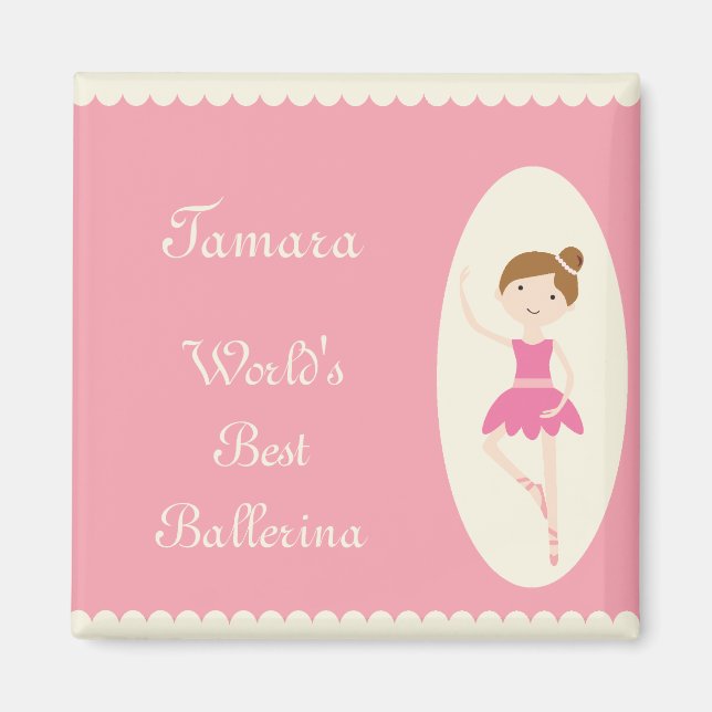 Världens bästa Ballerina Rosa Magnet (Framsidan)