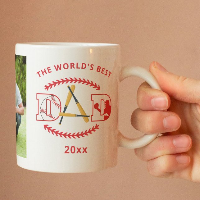 Världens bästa Baseball-Anpassningsbar i Pappa, fo Kaffemugg (Skapare uppladdad)