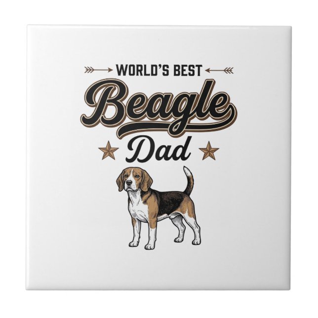 Världens Bästa Beagle Pappa Vintage Hund Kakelplatta (Framsidan)